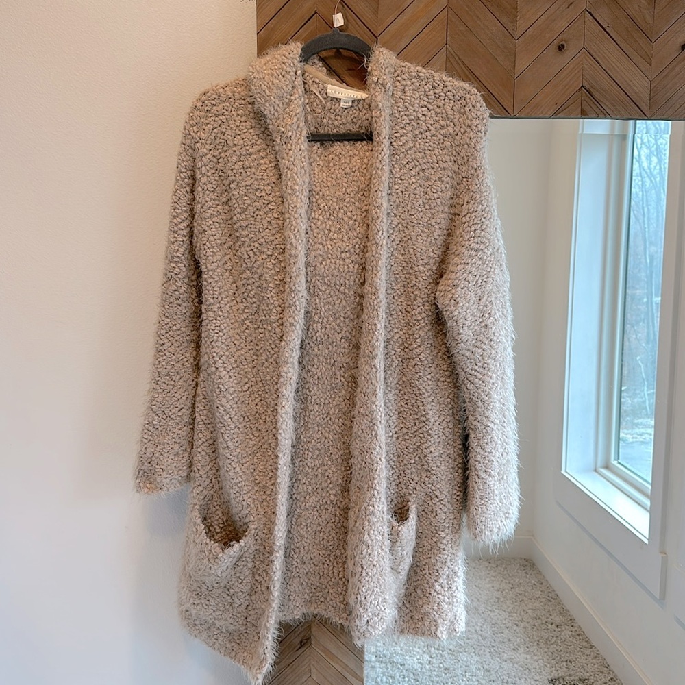 Lovestitch cozy soft taupe long cardigan size M/L